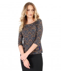 Jersey blouse with floral print