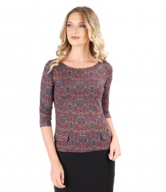 Jersey blouse with floral print