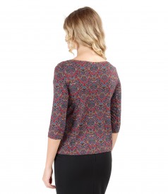 Jersey blouse with floral print