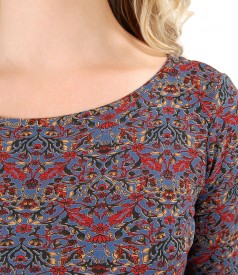 Jersey blouse with floral print