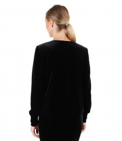 Black elastic velvet jacket