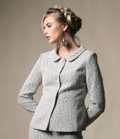 Loop jacket with cotton and detachable brooch