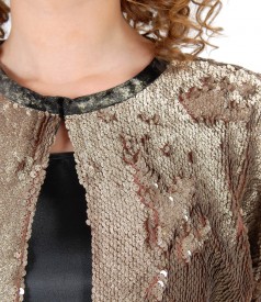 Bolero made of golden sequins with pearlescent look