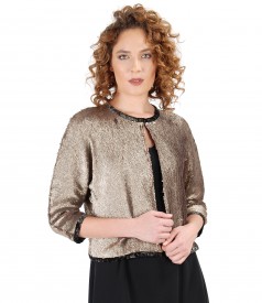Bolero made of golden sequins with pearlescent look