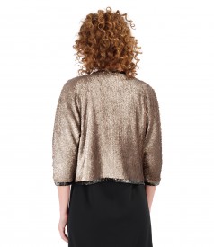 Bolero made of golden sequins with pearlescent look