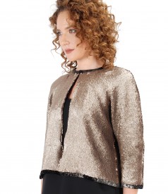 Bolero made of golden sequins with pearlescent look