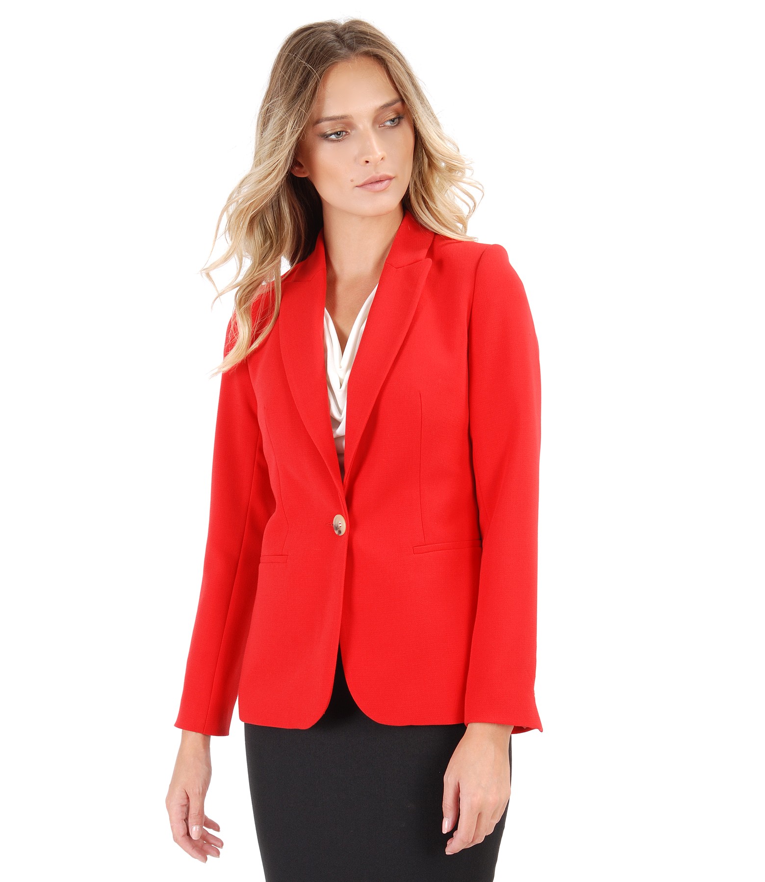 Office jacket made of elastic fabric red - YOKKO