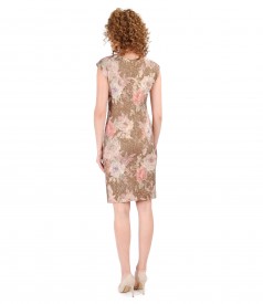 Elastic brocade dress with gold metallic thread