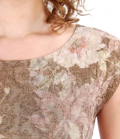 Elastic brocade dress with gold metallic thread