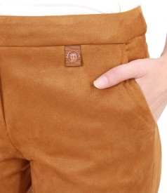 Fabric pants with velvety look