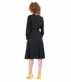 Crepe dress with long sleeves