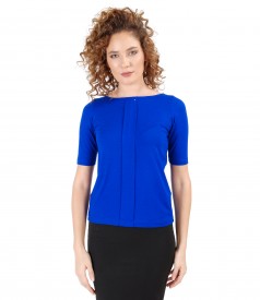 Elastic jersey blouse with fold and crystals trim