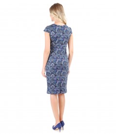 Elastic jersey midi dress with floral print