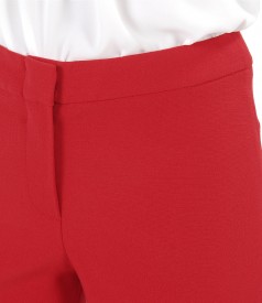 Elastic fabric straight pants