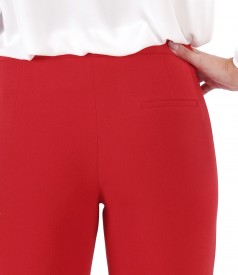 Elastic fabric straight pants