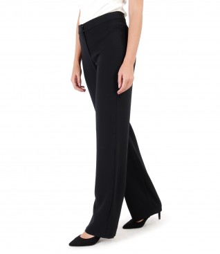 Elastic fabric straight pants