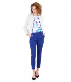 Office outfit with loop jacket and ankle pants