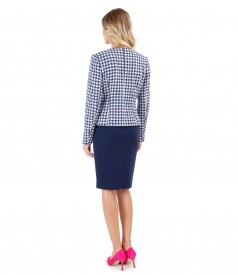 Office outfit with tapered skirt and multicolor loop jacket