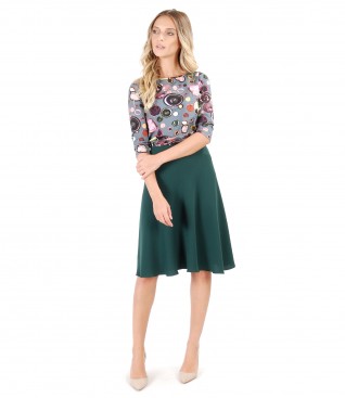 Semiclos skirt with printed elastic jersey blouse