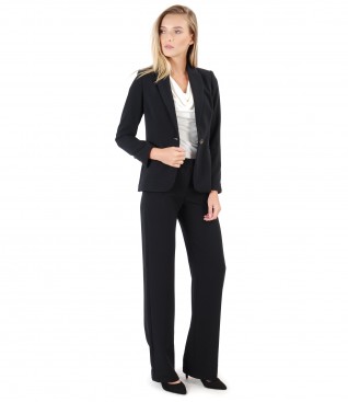 Office woman suit with jacket and elastic fabric pants