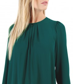 Blouse with folds on decolletage embellished with crystals