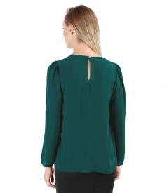 Blouse with folds on decolletage embellished with crystals