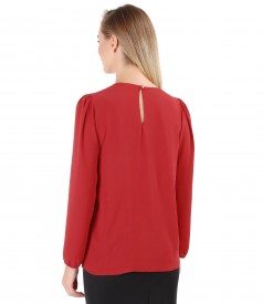 Blouse with folds on decolletage embellished with crystals