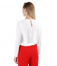 Blouse with folds on decolletage embellished with crystals