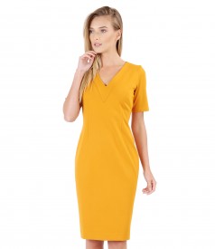 Elastic jersey dress with V decolletage