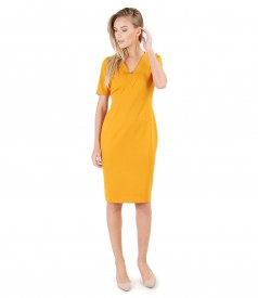 Elastic jersey dress with V decolletage