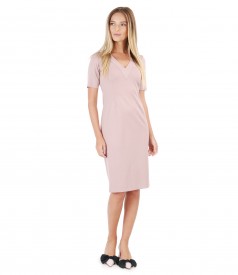 Elastic jersey dress with V decolletage