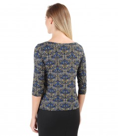 Jersey blouse with floral print