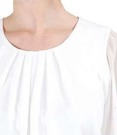 Veil blouse with puffed sleeves