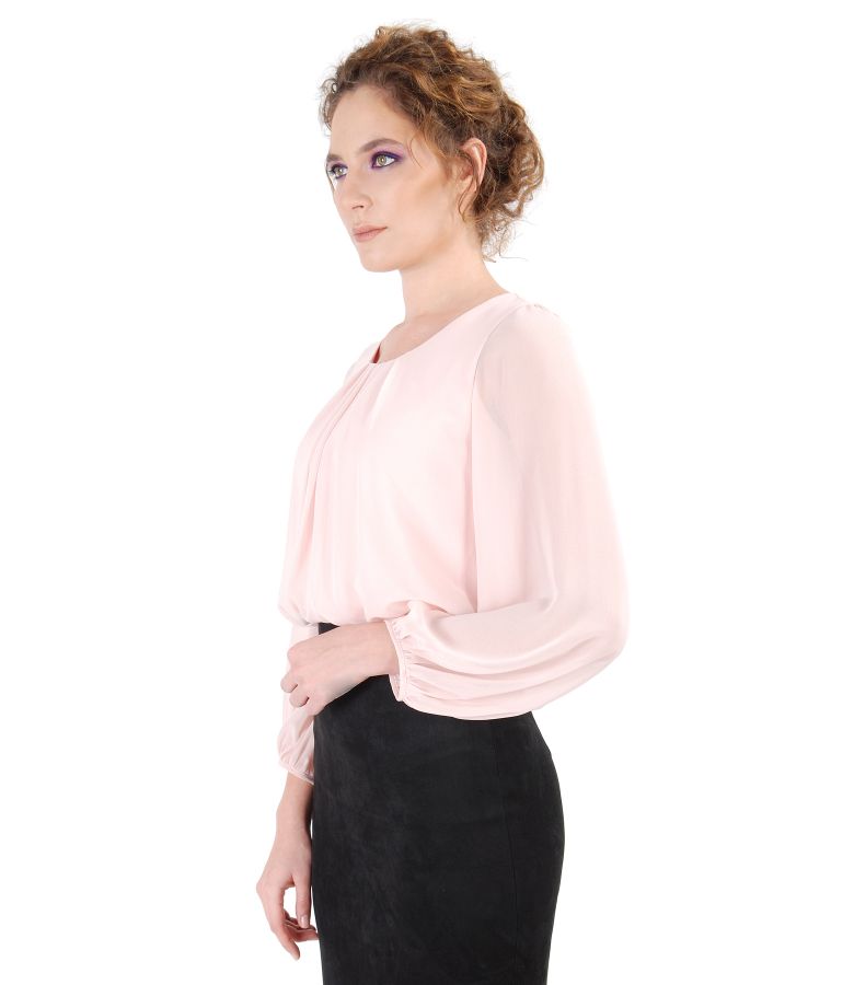 Veil blouse with puffed sleeves