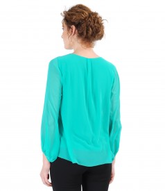 Veil blouse with puffed sleeves