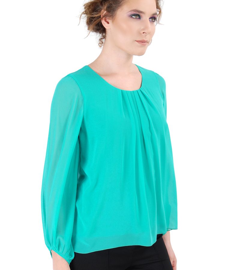 Veil blouse with puffed sleeves