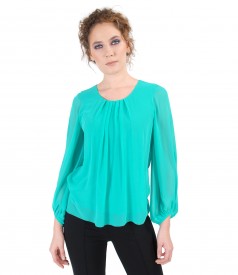 Veil blouse with puffed sleeves