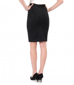 Tapered skirt with velvet look