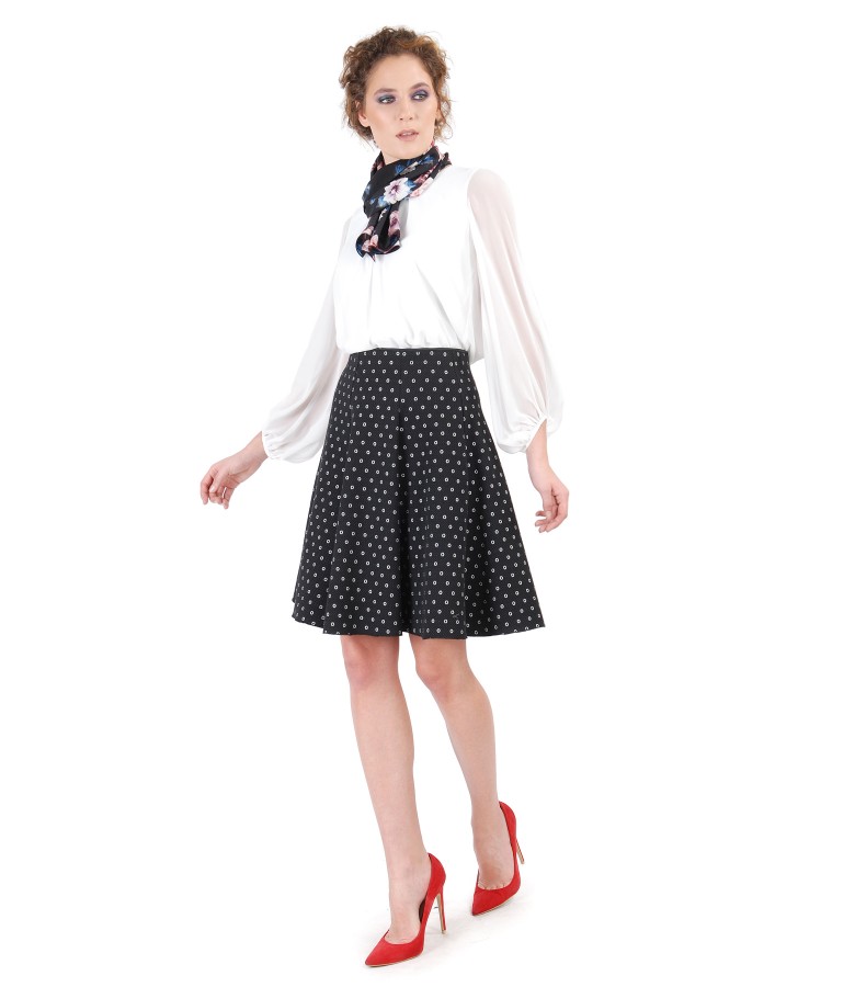 Veil blouse with puffed sleeves and skirt - YOKKO