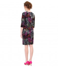 Velvet dress with floral brocade