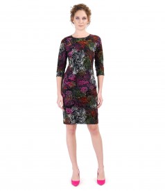 Velvet dress with floral brocade