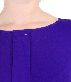 Elastic jersey blouse with fold and crystals trim