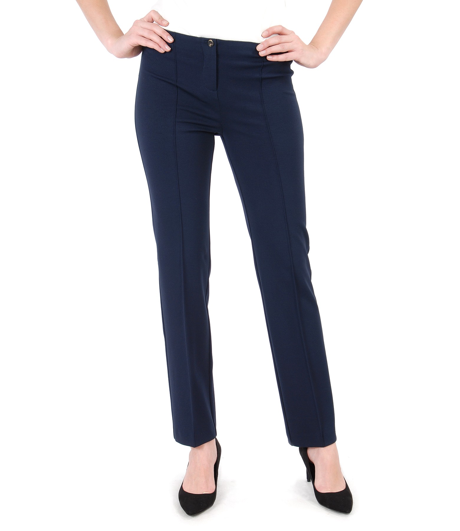 Office pants made of elastic jersey navy blue - YOKKO