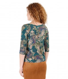 Jersey blouse with floral print