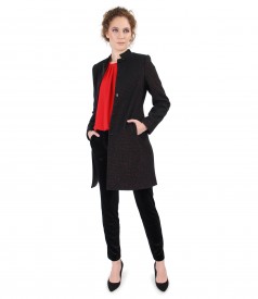 Wool jacket and elastic velvet pants