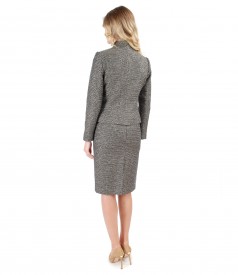 Office woman suit with jacket and skirt made of multicolor loops with cotton