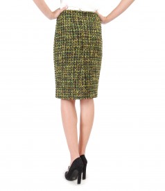 Elegant skirt made of multicolor loops with wool