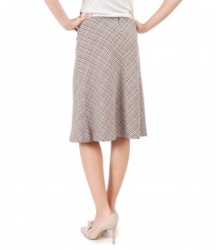 Plaid skirt with clasp