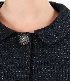 Cotton loop jacket with jewel button