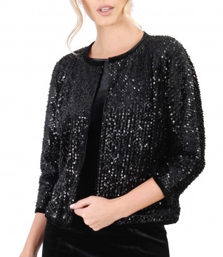 Black velvet with sequins bolero